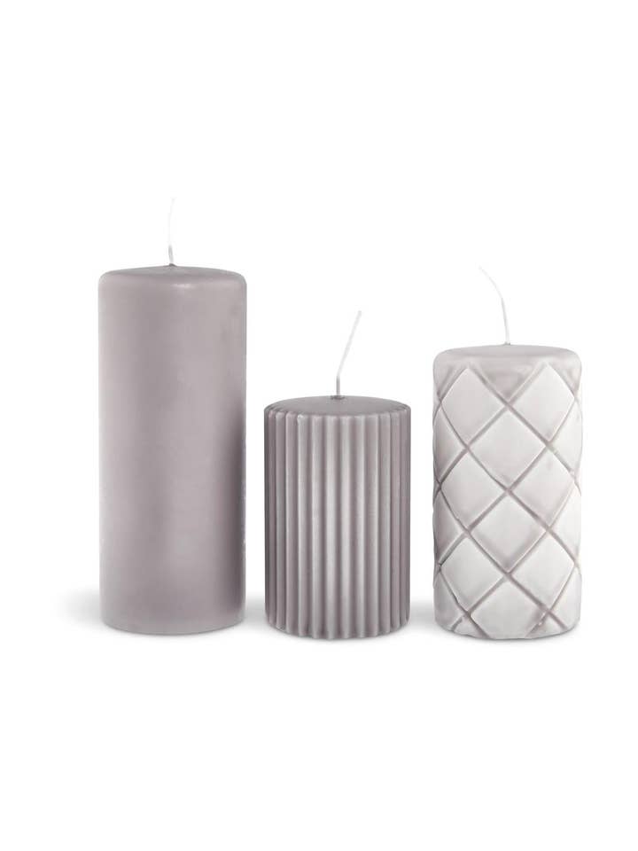 3' lü Gri Mum Seti for wholesale by Chappal