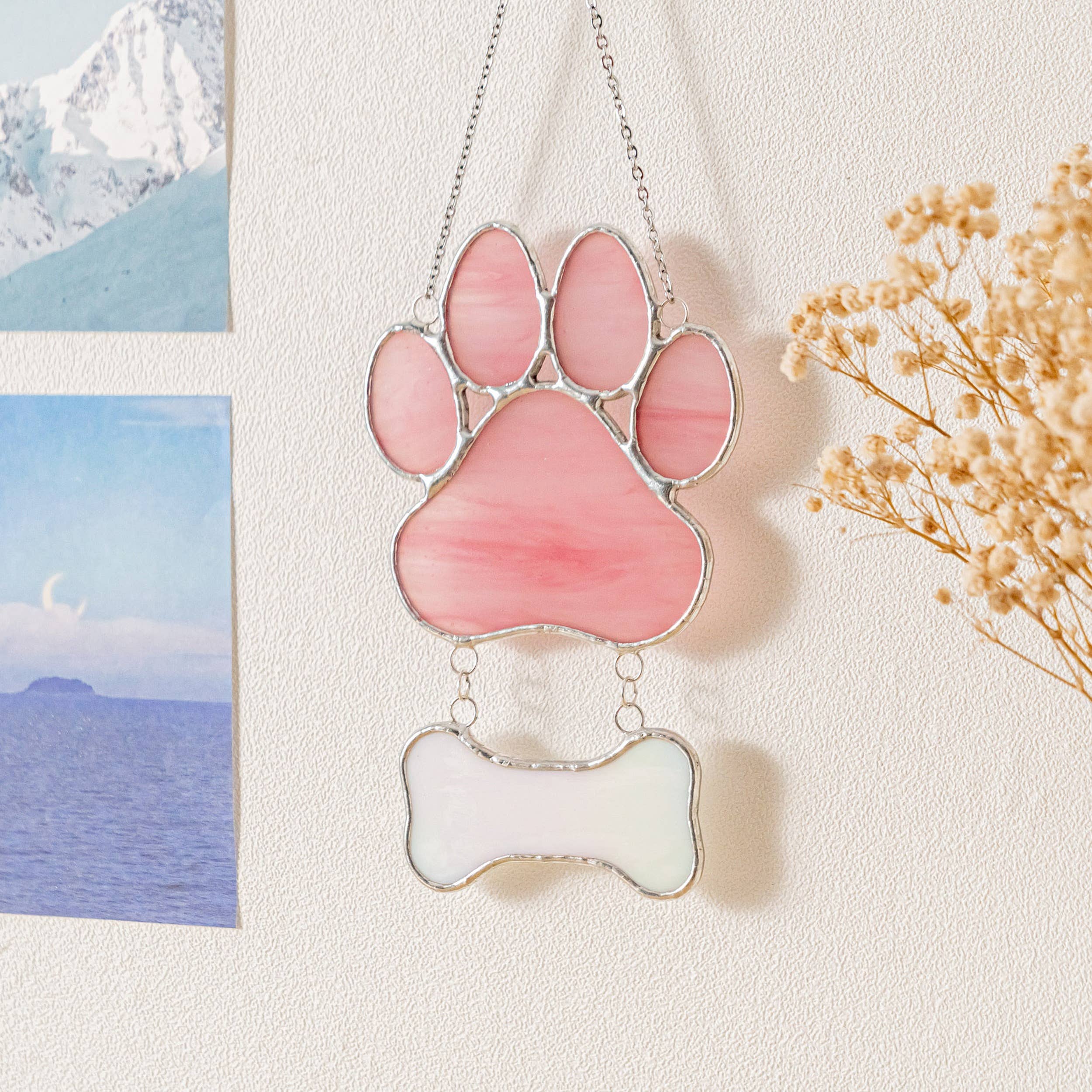 MondoBellissimo - Vente Attrape-soleil - Attrape-soleil commémoratif patte d'animal en vitrail Q1913