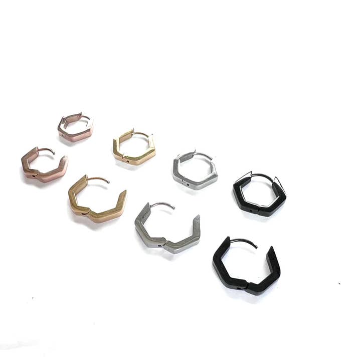 Royce and Oak - Wholesale Hoop Earrings - Hexagon Hoop Earrings