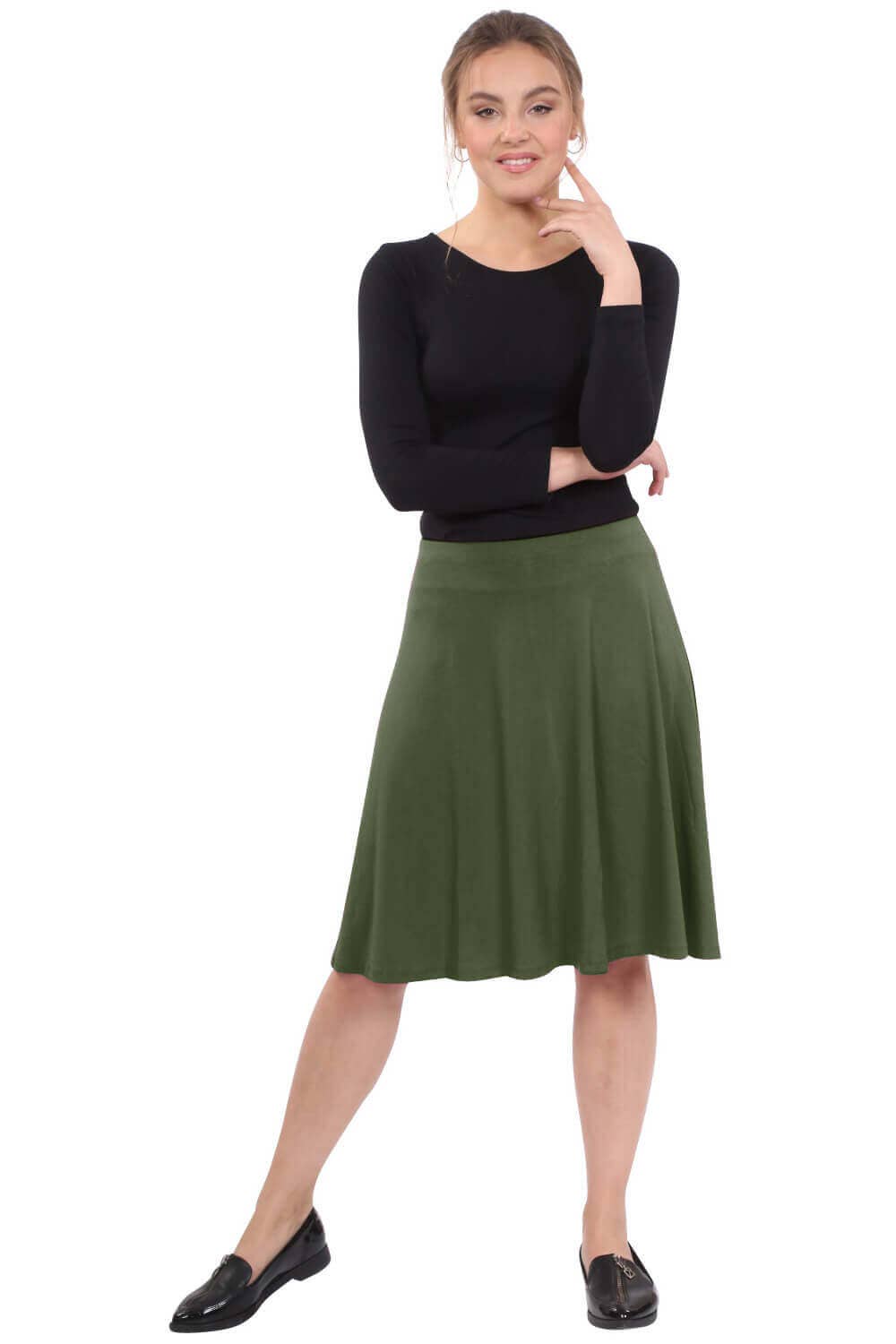 Kosher Casual - Wholesale Skirt - Women's - Knee Length Skater Skirt with Full A-line Cut for Women7