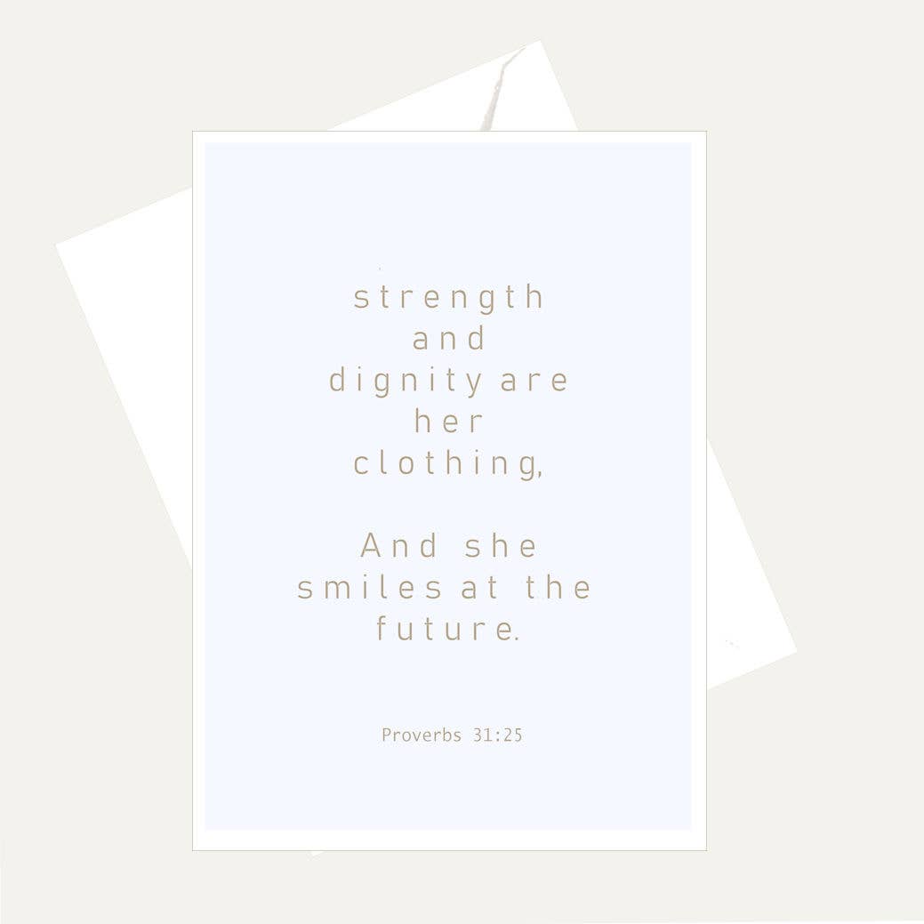 Bellflower Girl - Wholesale Encouragement Card - Strength & Dignity Are Her Clothing - Proverbs 31 Faith Card0