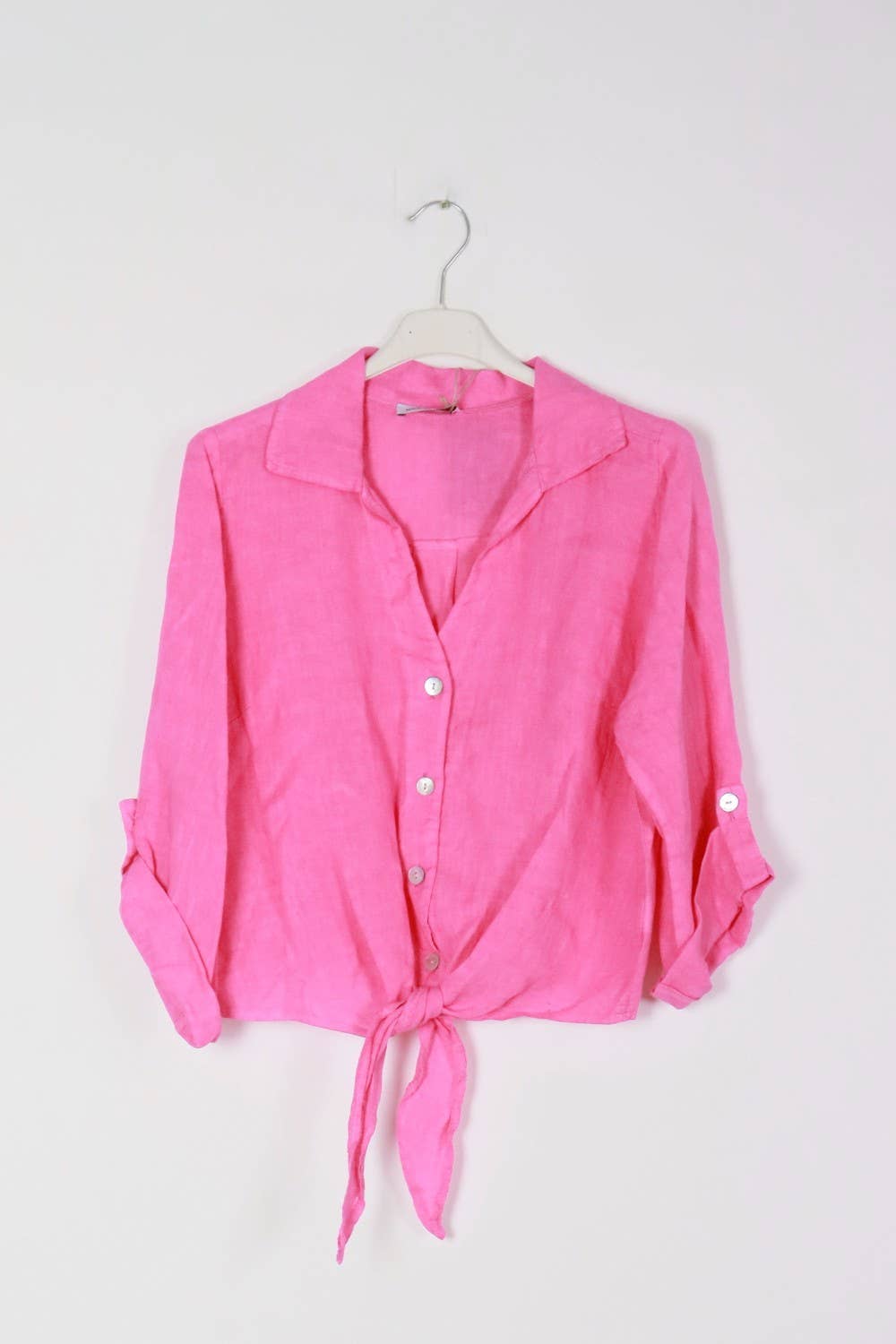 LÉA & LUC - Venta al por mayor Camisa con botones - Mujer - Camisas anudadas a la cintura en 100% lino REF. 220254