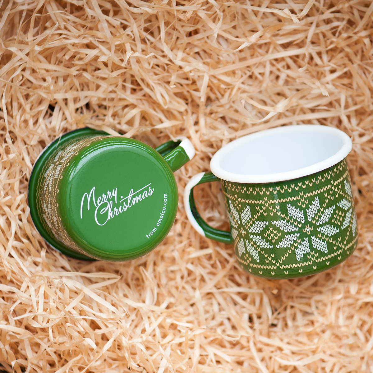 Emalco Enamelware - Wholesale Coffee Mug - 12 oz Green Enamel Coffee Mug | CHRISTMAS6