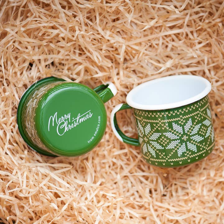 Emalco Enamelware - Wholesale Coffee Mug - 12 oz Green Enamel Coffee Mug | CHRISTMAS6