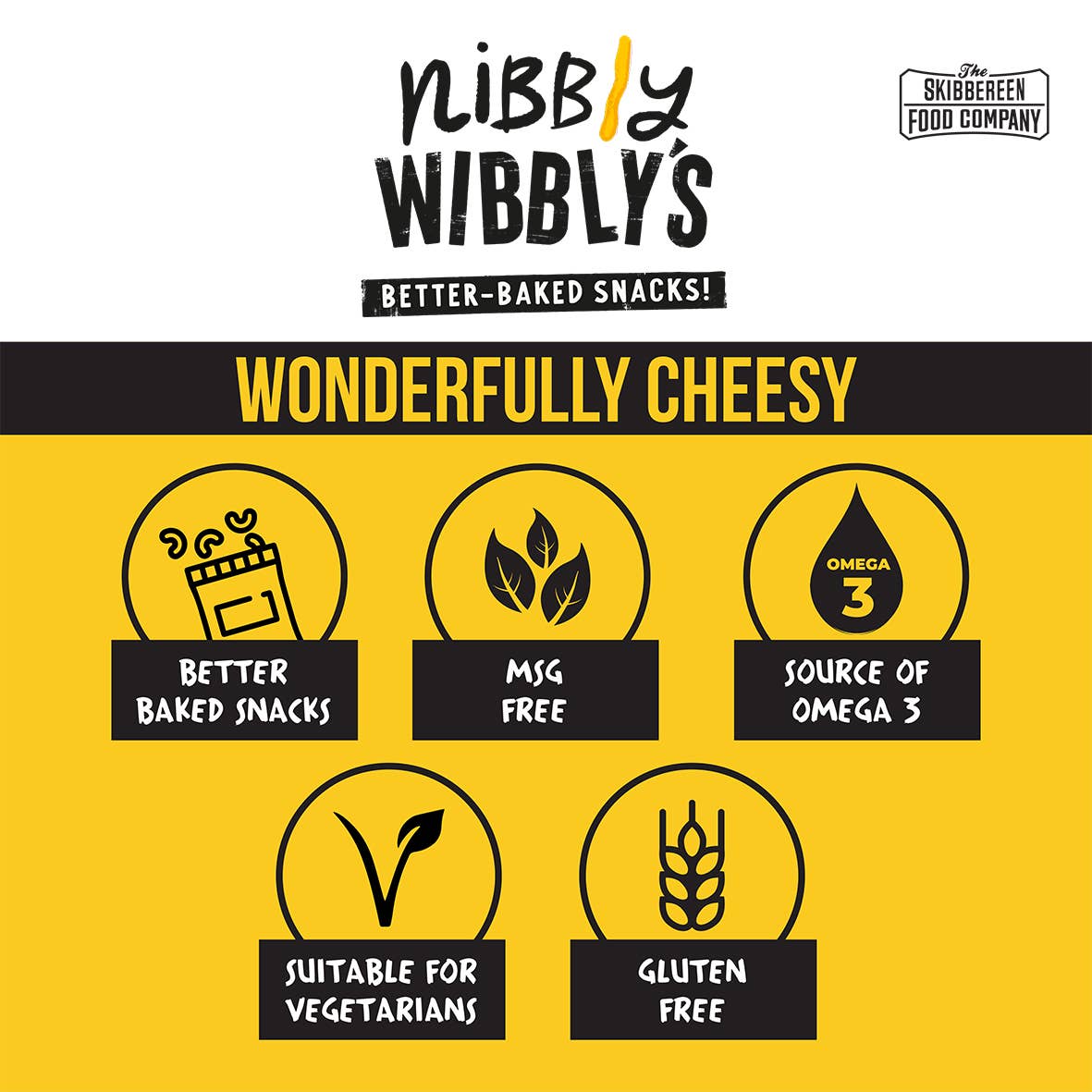The Skibbereen Food Company - Wholesale Puffed Snack - Nibbly Wibbly’s – Wonderfully Cheesy - (20 by 50g)5