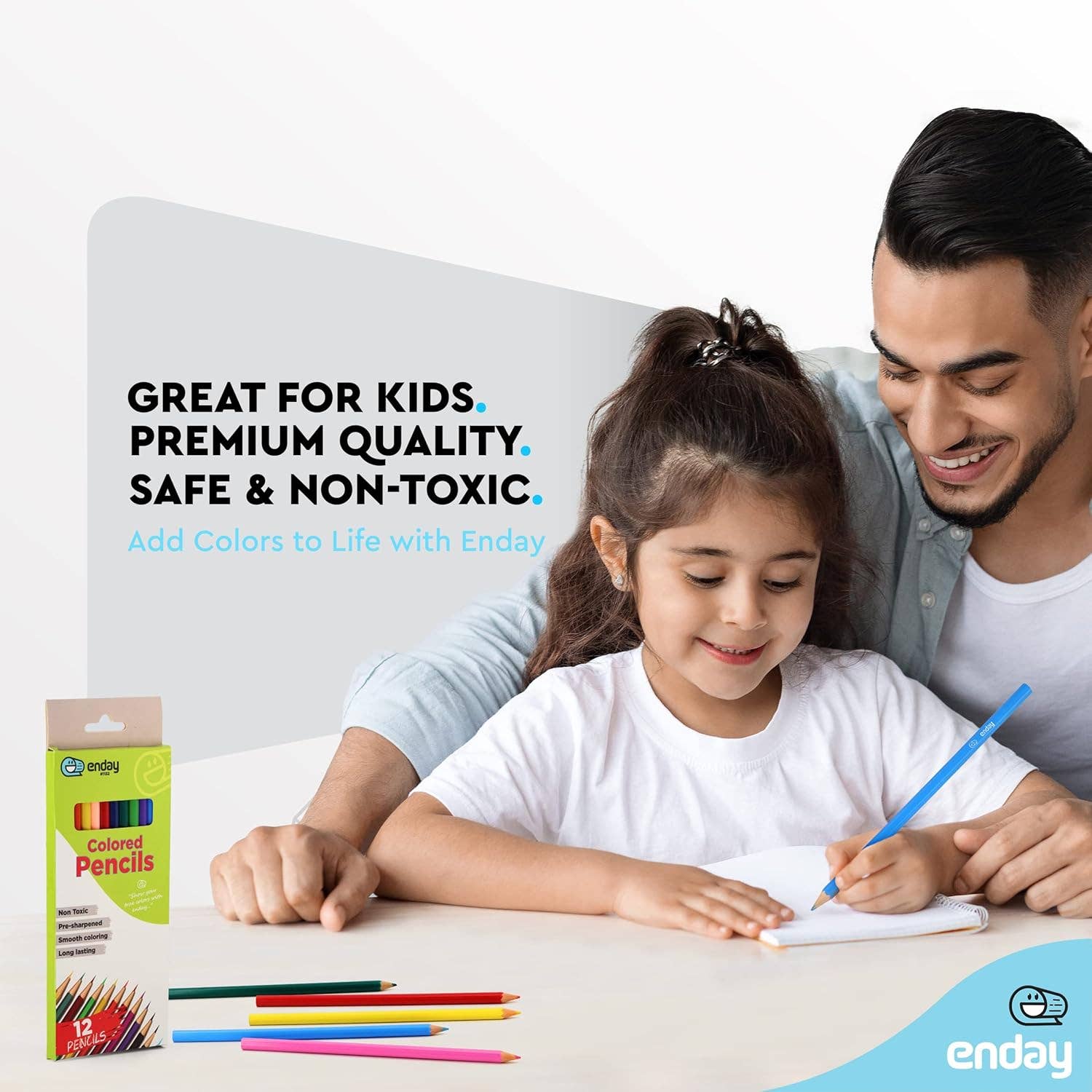 enday – Engroshandel Farvetblyant – enday 12 farveblyanter, forspidsede farveblyanter6