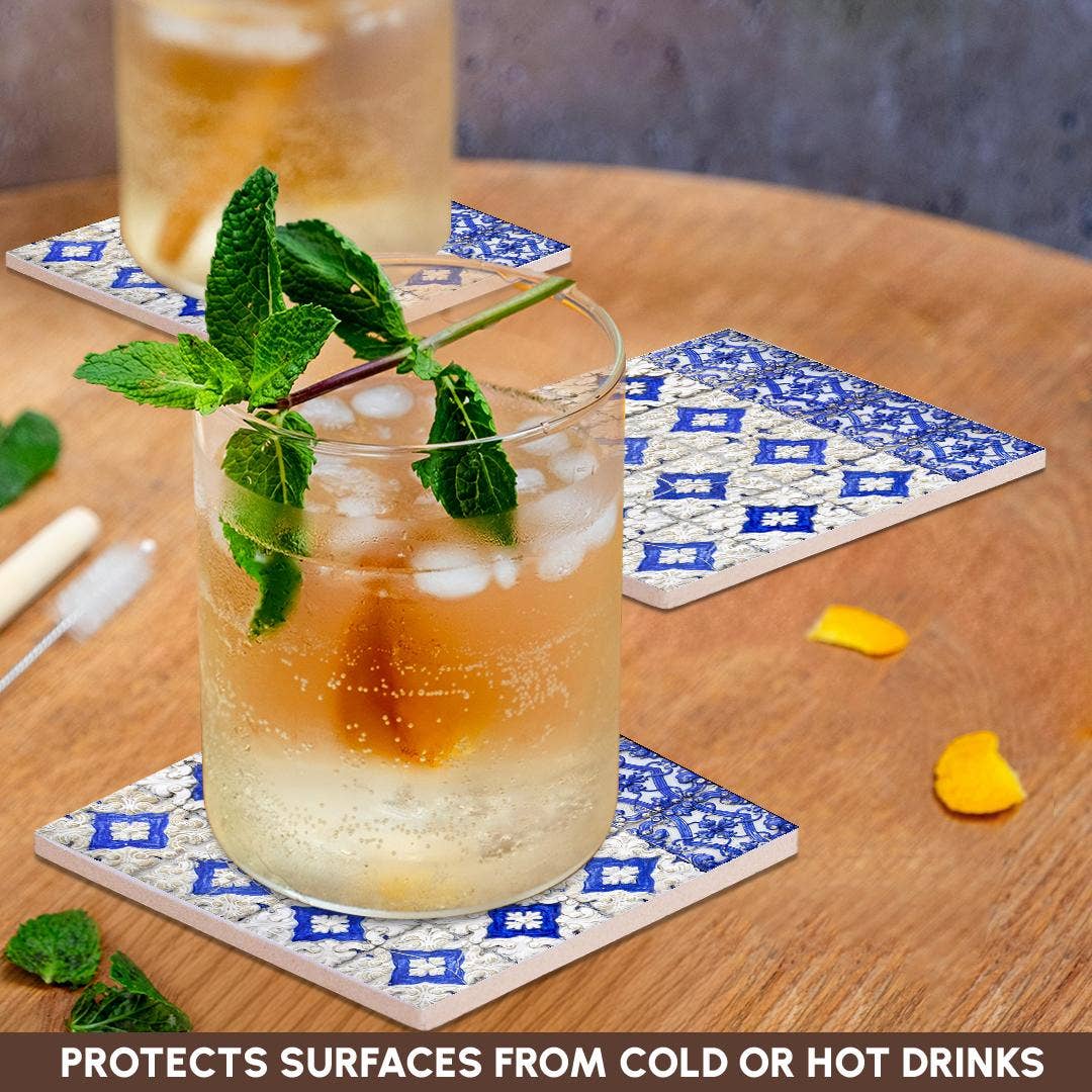 3dRose - Wholesale Koffiemok - 3dRose, Portugal, Porto, Handgeschilderde keramische tegels versieren gebouw. 2, Onderzetter2