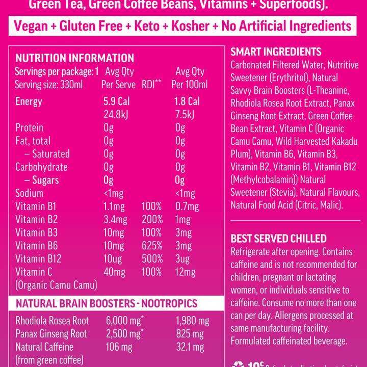 SAVVY BEVERAGES - Wholesale Sports/energy drink - Savvy Brain Boost+ Energy Vitamin Drink1