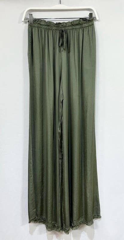 VENTI6 - Vendita all'ingrosso Pantalone - Donna - PANTALONI A GAMBA LARGA CON ORLO A FRANGE IN SETA ITALIANA (6109)34