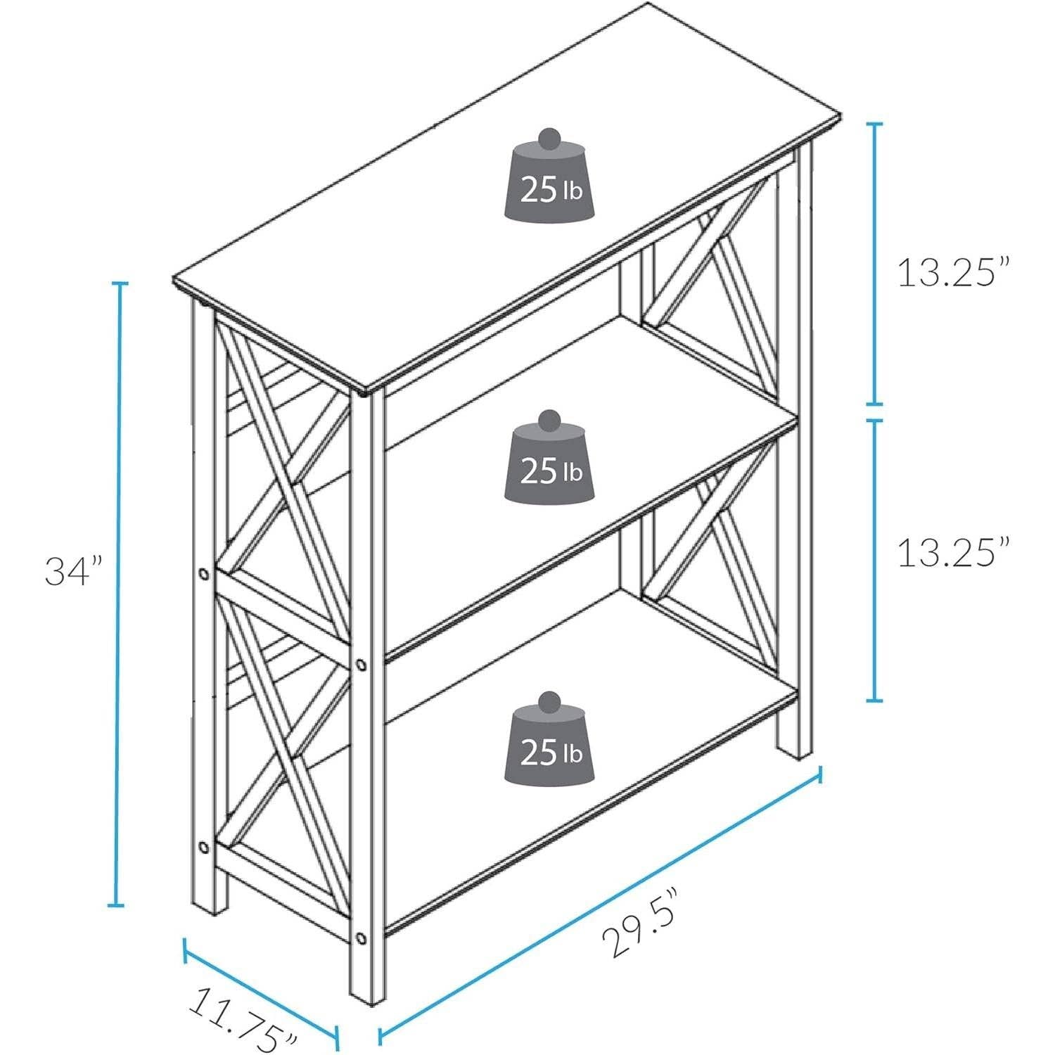 Montego 3 Shelf Bookcase Black Solid Wood Construction for wholesale on Faire3