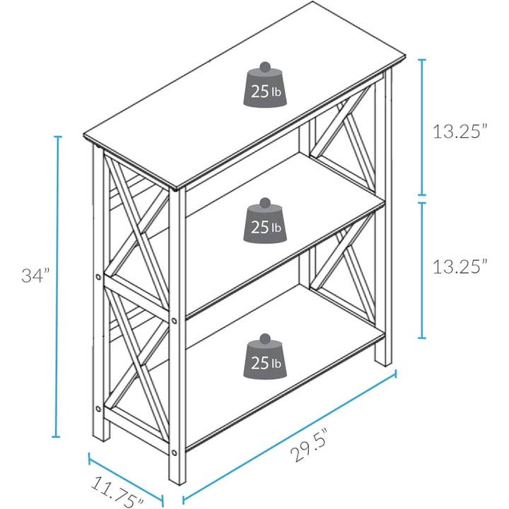 Montego 3 Shelf Bookcase Black Solid Wood Construction for wholesale on Faire3