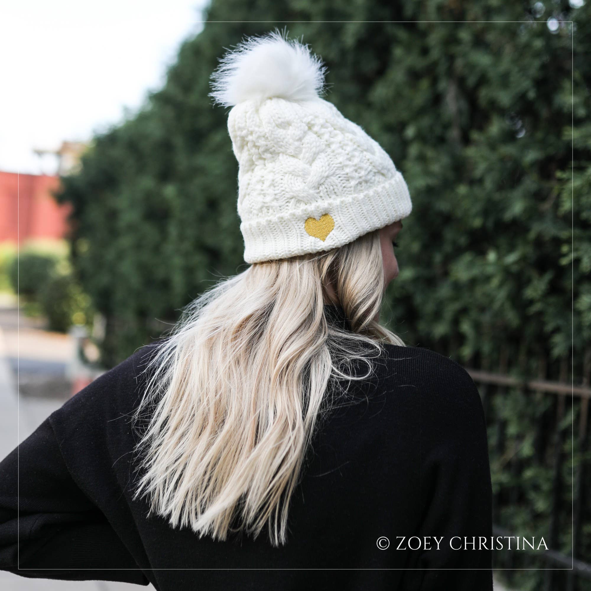 Zoey Christina - Wholesale Beanie - Women's - Heart Embroidered Winter Hat1