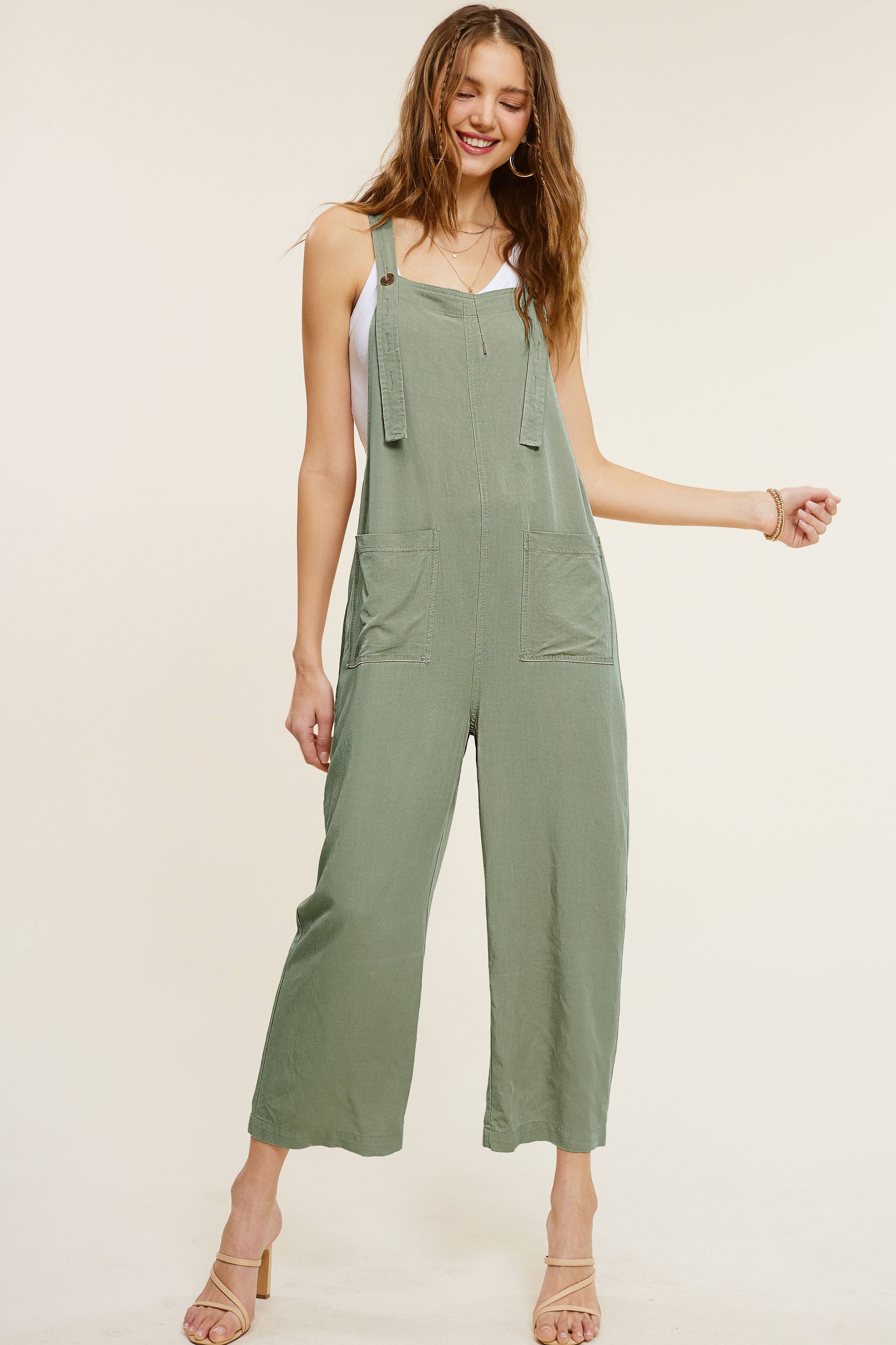 La Miel – Großhandel Jumpsuit – Damen – MCD9320 Mineral Washer Overall mit Taschen in lockerer Passform3