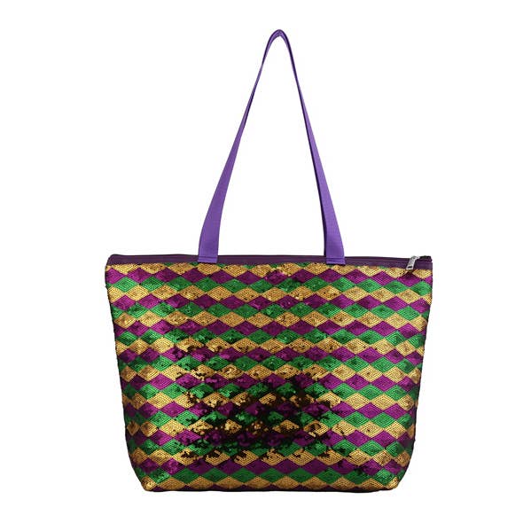 Ladies Diamond Patterned Sequins Tote Bag Handbag for wholesale by Nima Accessories Inc