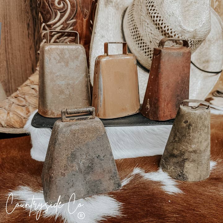 Rustic Antique Small Cow Bell Home Decor for wholesale by Countryside Co.