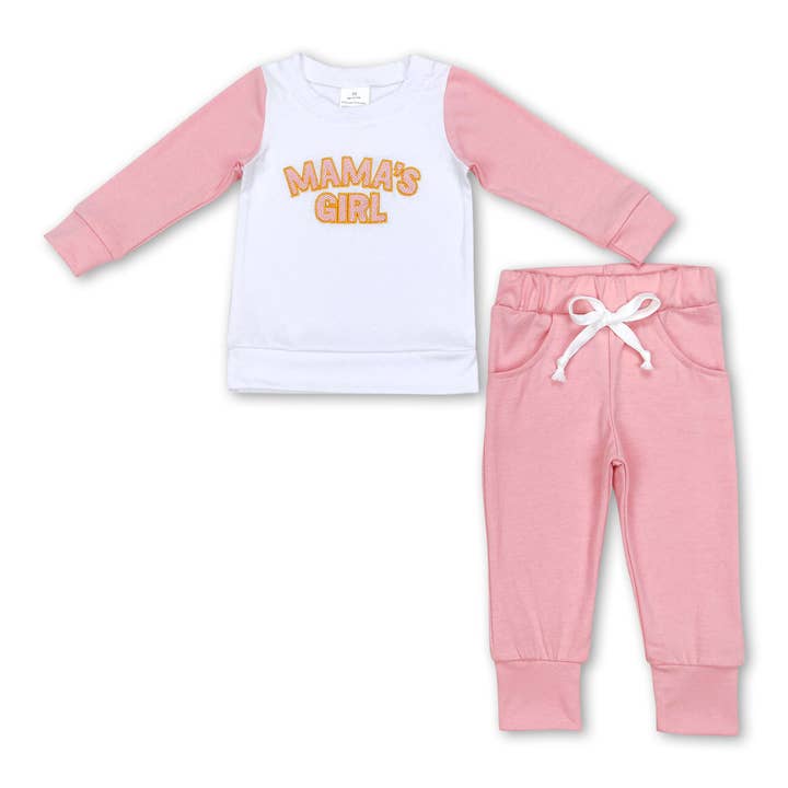 Mama's girl top pocket pants children outfits for wholesale by Yawoo Garments