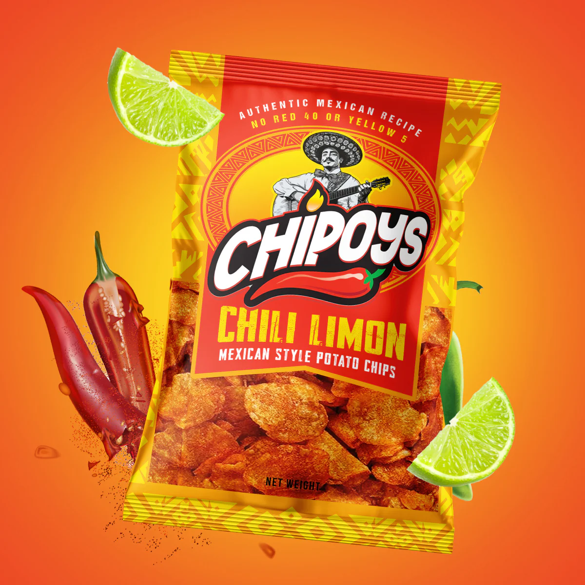 Rap Snacks - Wholesale Chips - Chipoys Chili Limón Mexican Style Potato Chips (2.5oz)1