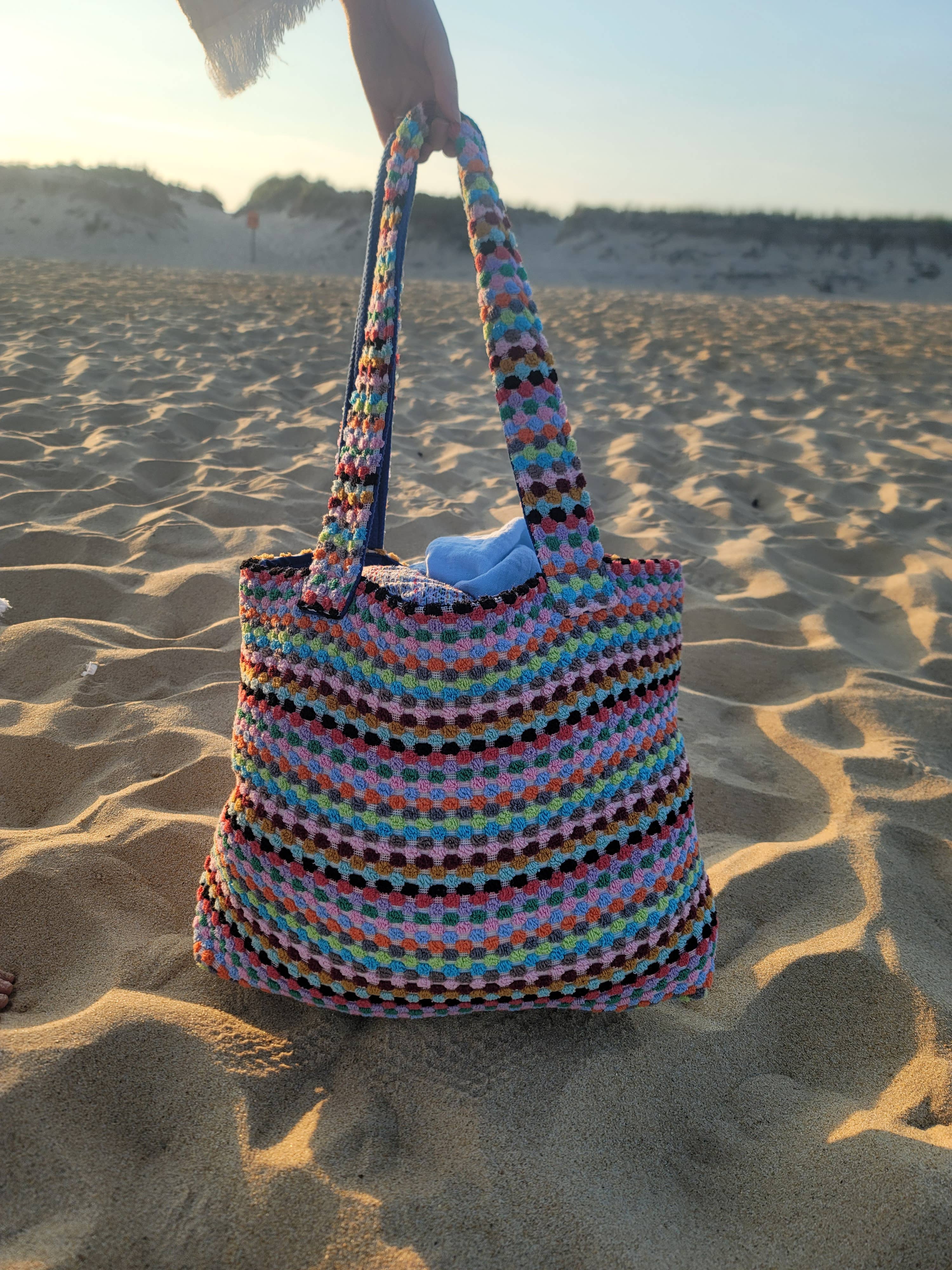 Kalkedon Towels - Wholesale Beach Bag - Pom Pom Beach Tote Bag | Handwoven Summer Bag | Size - Large3