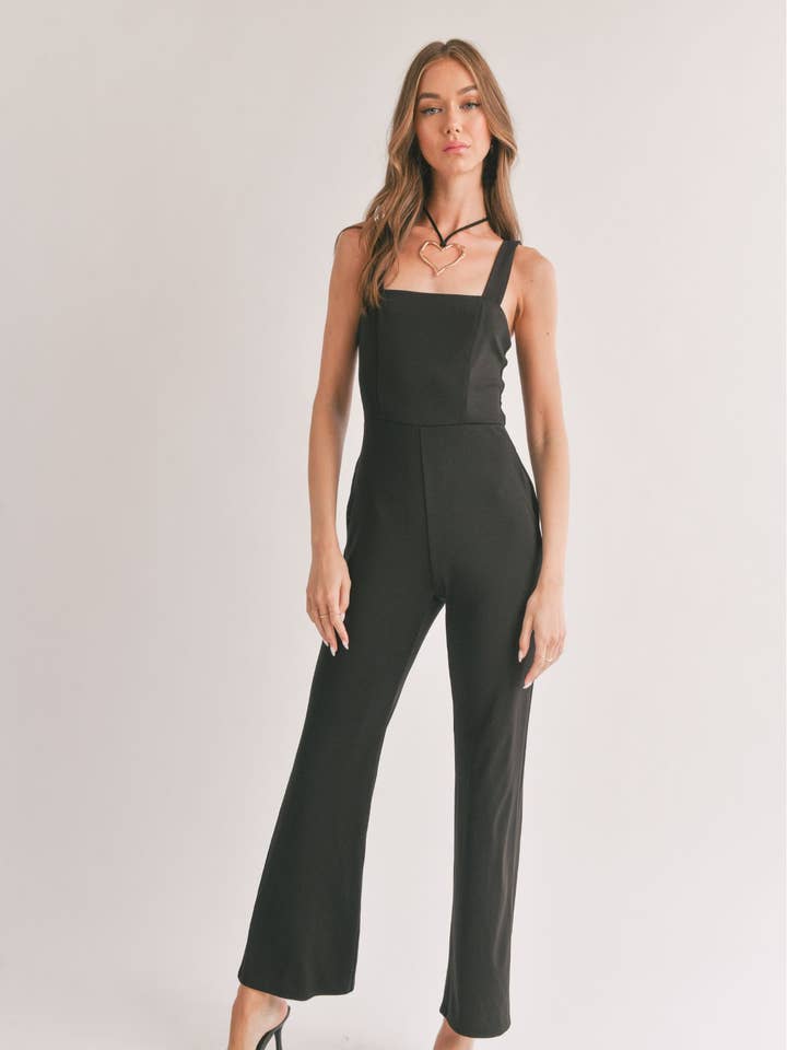 Sage The Label - Wholesale Jumpsuit - Women's - Icon Square Neck Jumpsuit: BLACK