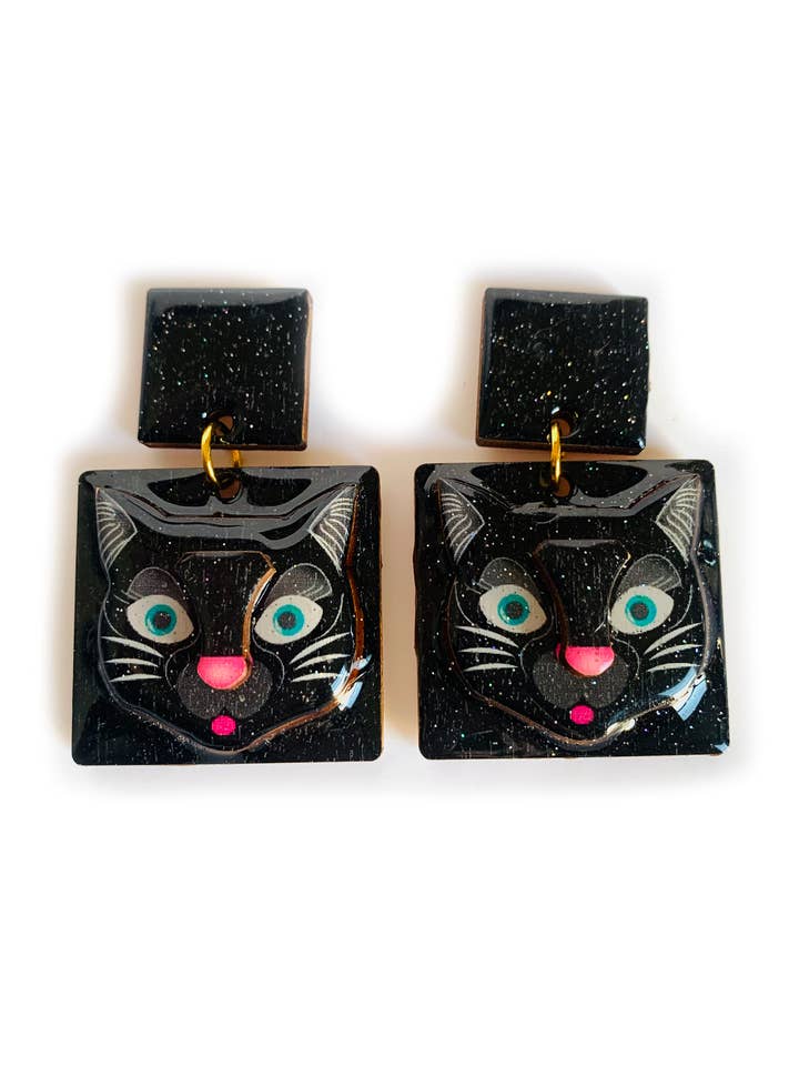 big cat statement earrings chunky jewellery uk designer for wholesale by Rosie Rose Parker
