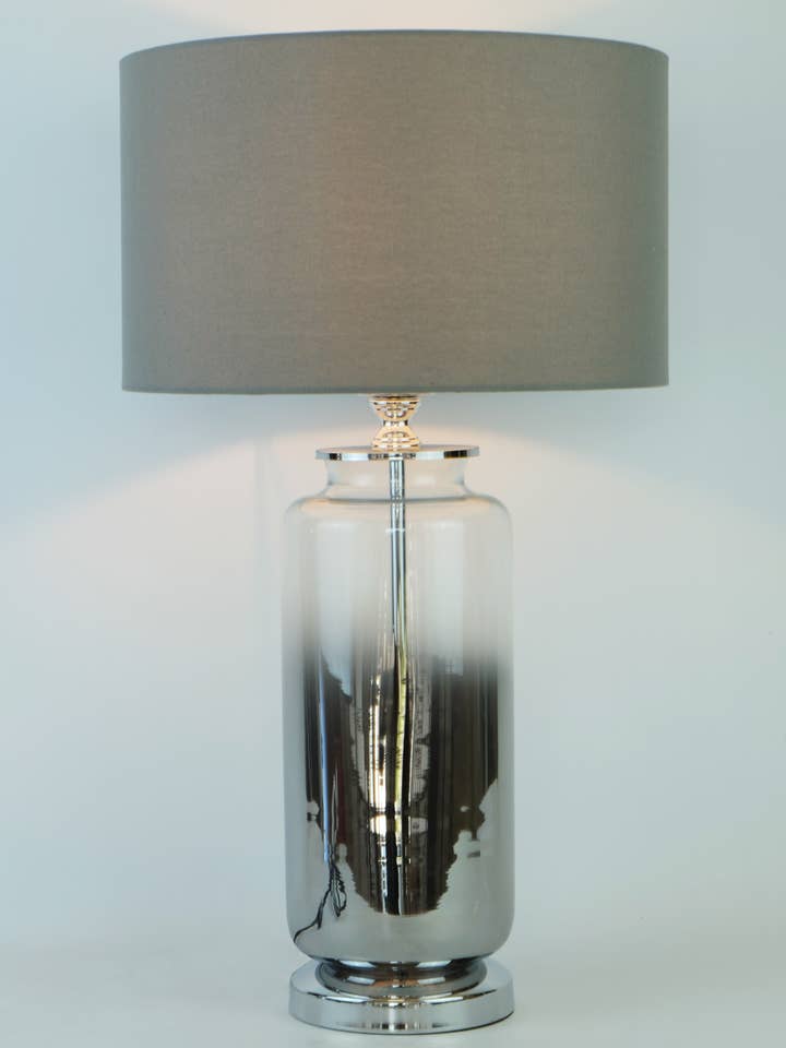 Smoked Glass Table Lamp with Grey Shade 20.7"H (LM3974) for wholesale by C.J.M.