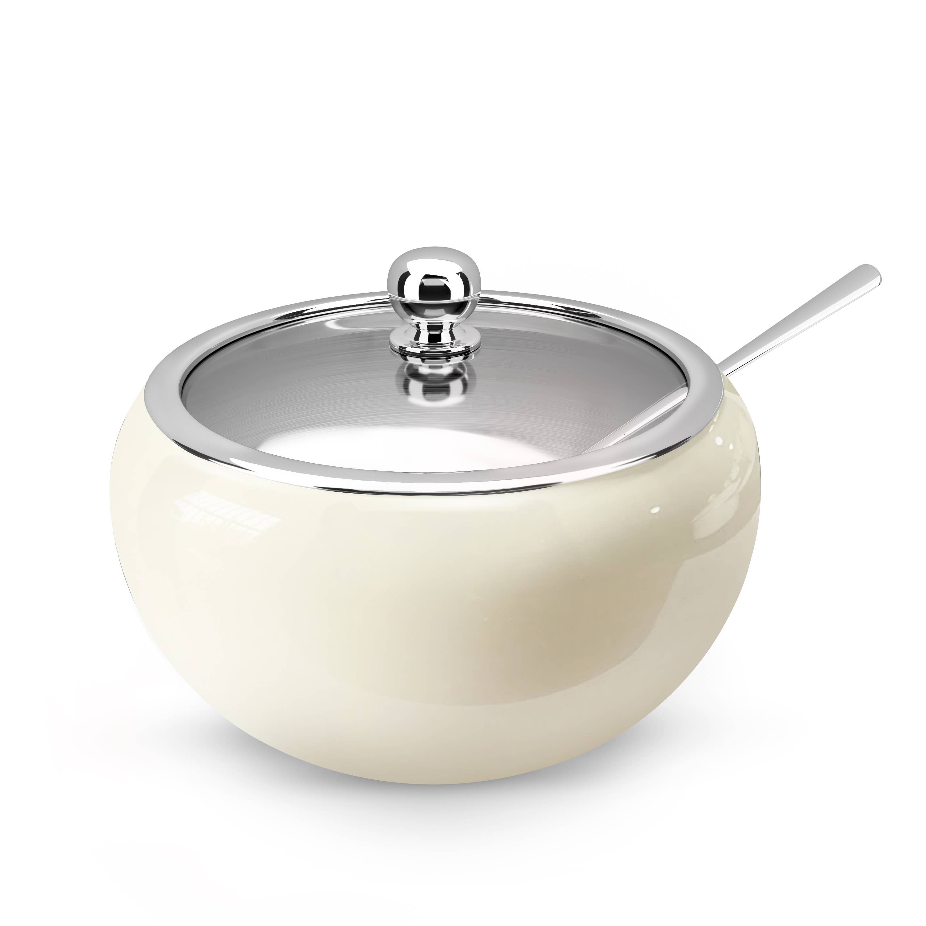 Kook - Wholesale Bowl - Kook Large Stainless Steel Sugar Bowl, Lid & Spoon, 16 oz11