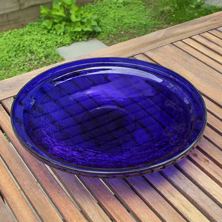 ACHLA Designs - Vendita all'ingrosso Vasche per uccelli - Ciotola in vetro crackle da 35,6 cm, blu cobalto2