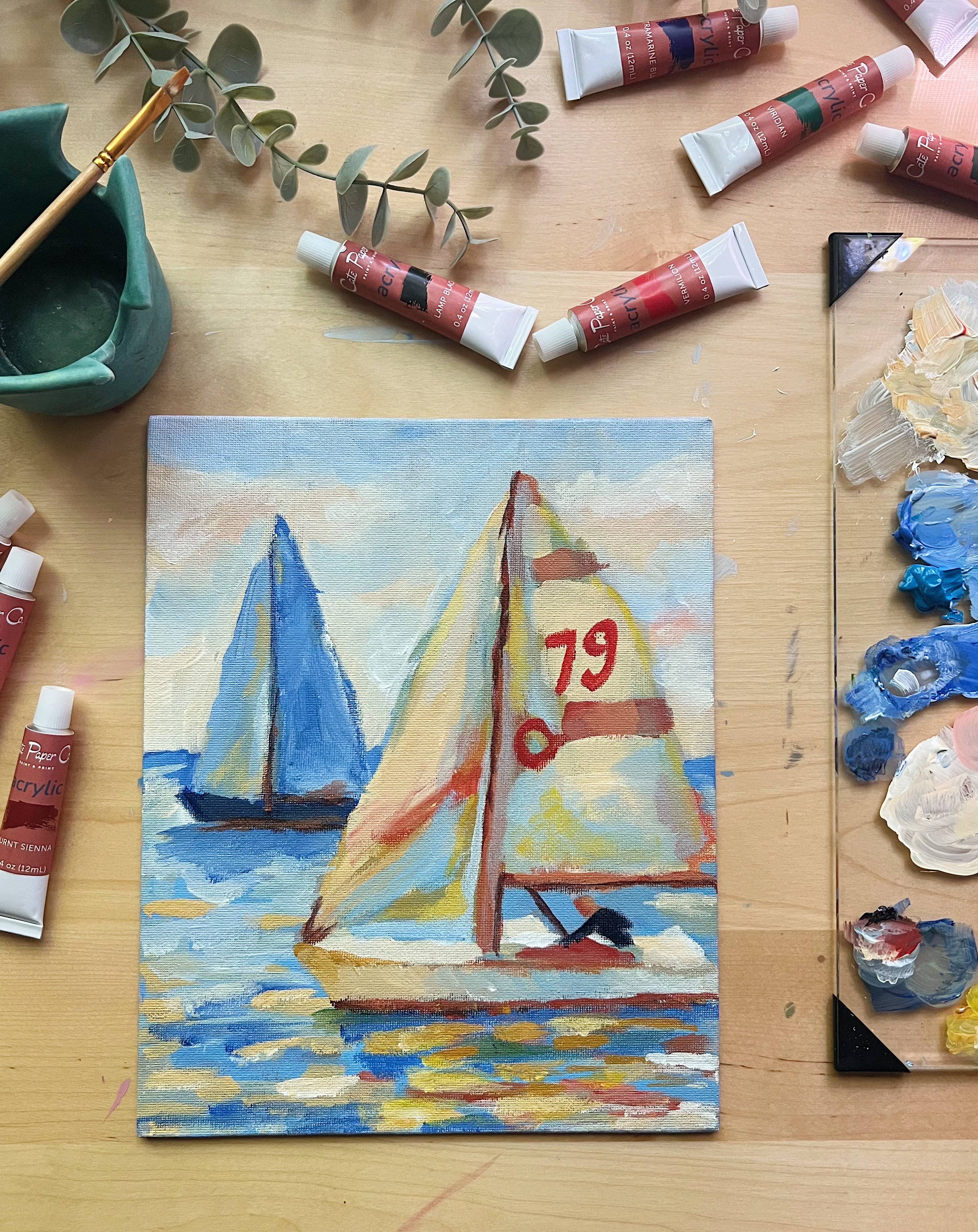 Cate Paper Co. - Wholesale DIY Craft Kit - East Coast Regatta painting kit, impressionist painting kit 5