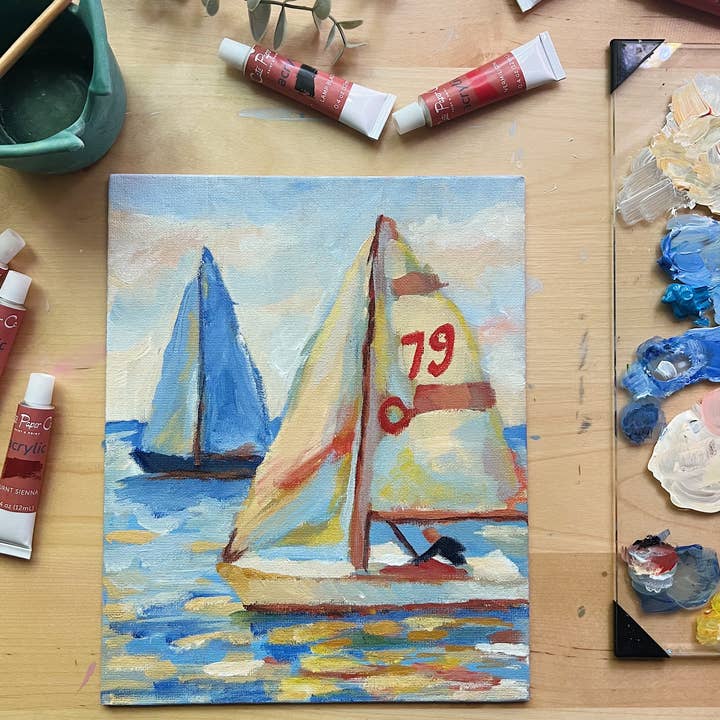 Cate Paper Co. - Wholesale DIY Craft Kit - East Coast Regatta painting kit, impressionist painting kit 5
