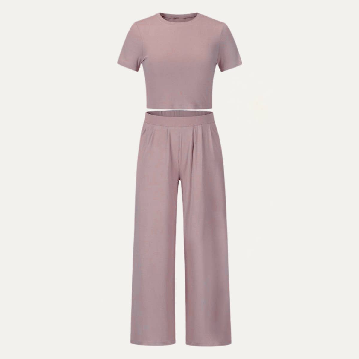 The Moment Collection - Wholesale Loungeset - Dames - Feel Cozy loungewarset met korte mouwen en crop-top en broek2