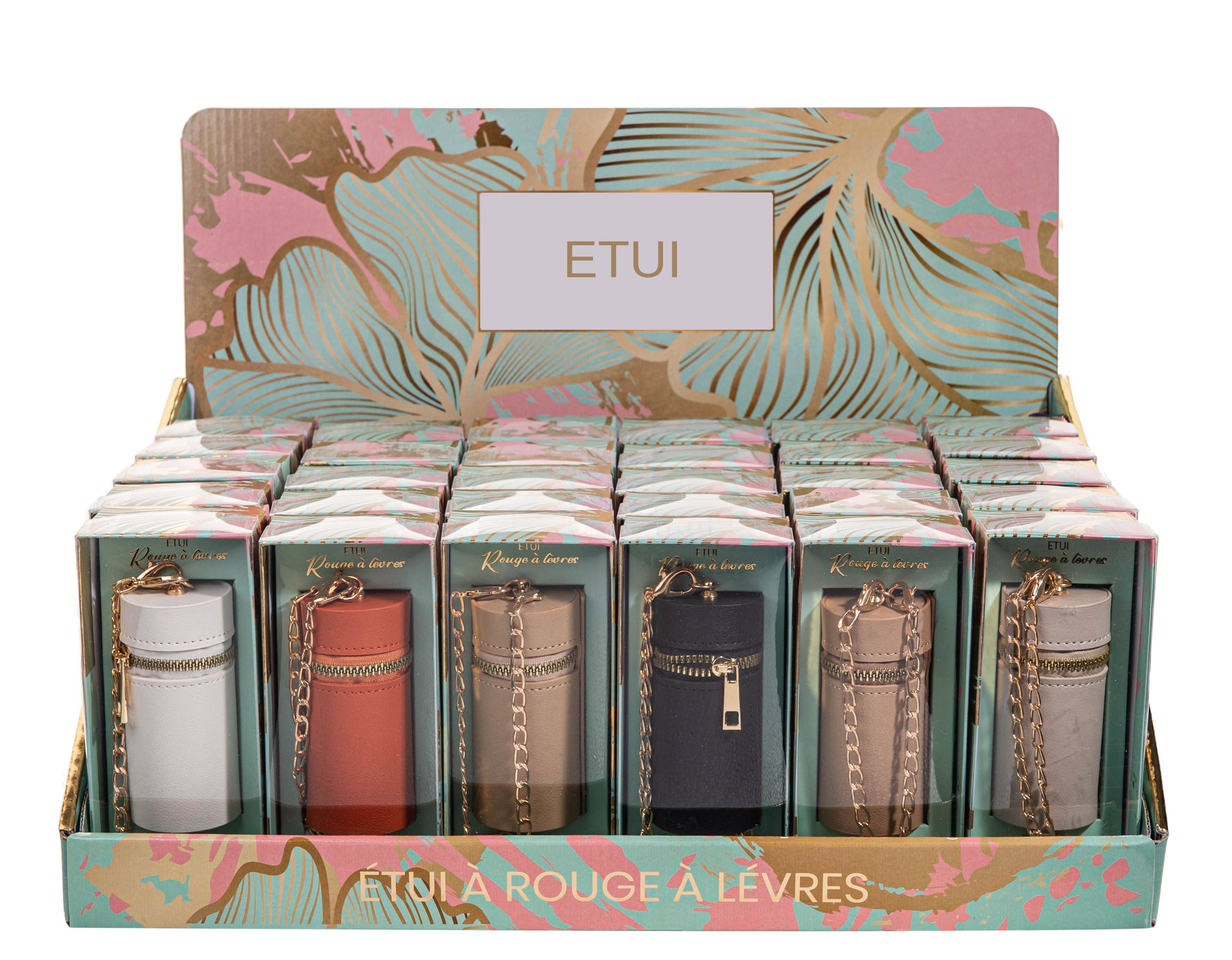 STELLA GREEN - Wholesale Doosje/houder voor lippenbalsem - Lipstickzakjes met ketting (display)2