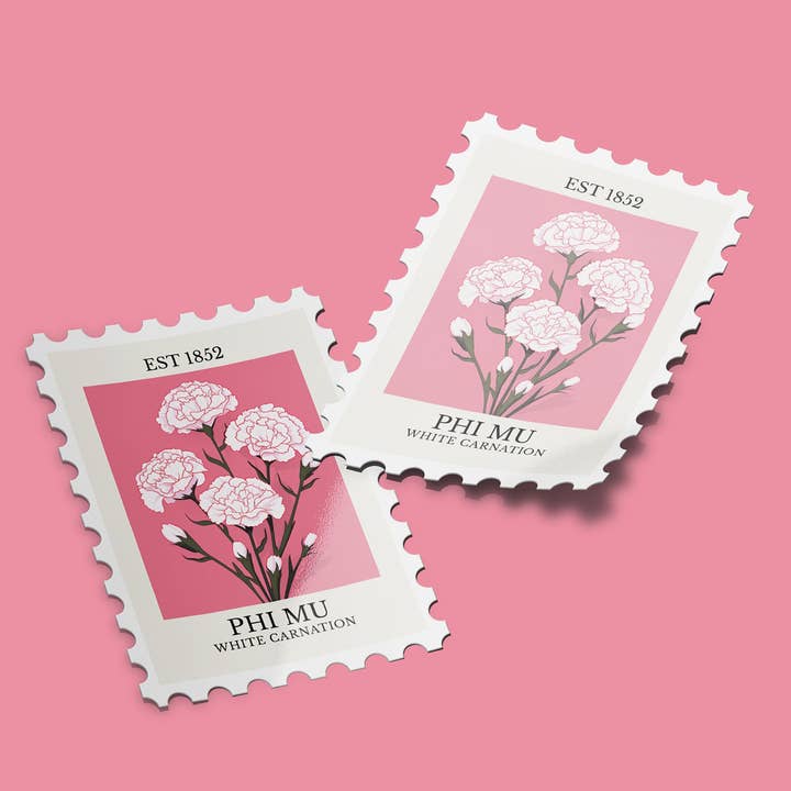 Phi Mu Sticker - Flower Stamp for wholesale by Aspen and Lark