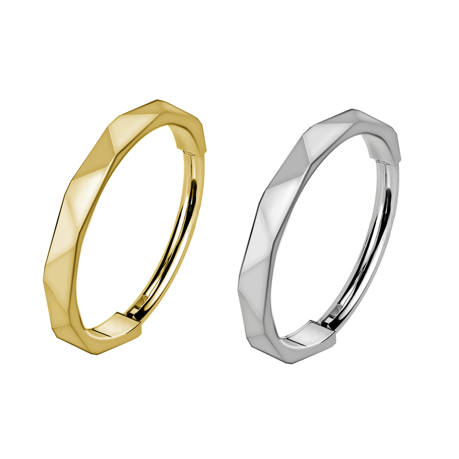 Awaken - Wholesale Band/Stacked Ring - PB-062 Faceted Circle Clicker Piercing2