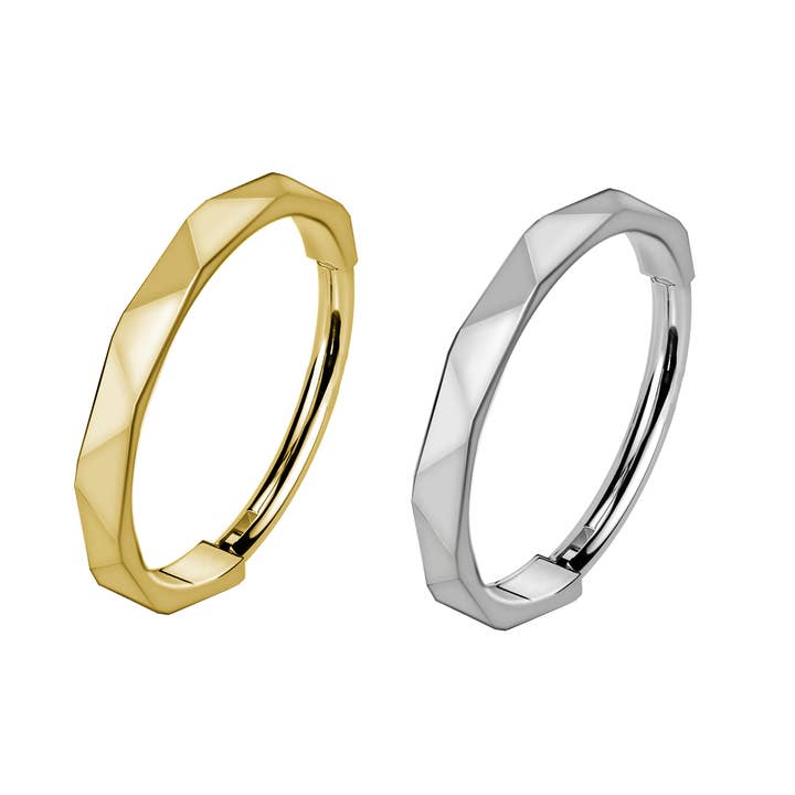 Awaken - Wholesale Band/Stacked Ring - PB-062 Faceted Circle Clicker Piercing2