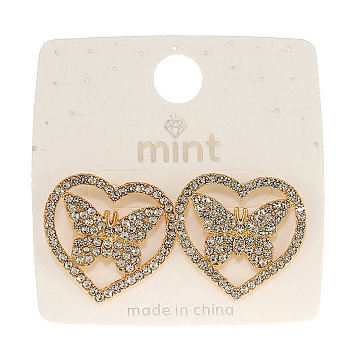 Pavé Butterfly Circle Post Earring for wholesale by Atlas Fashion