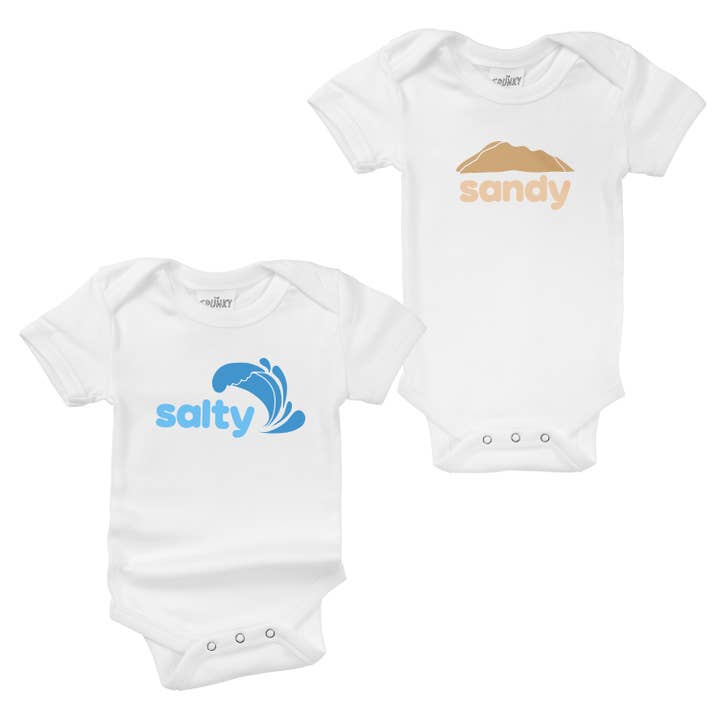 Sandy salt ekologisk Baby Bodysuit småbarn skjorta Twin Set för wholesale av Spunky Stork