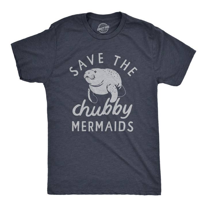 Save The Chubby Mermaids Men's Tshirt Animal Graphic Tee for wholesale by Crazy Dog T-Shirts