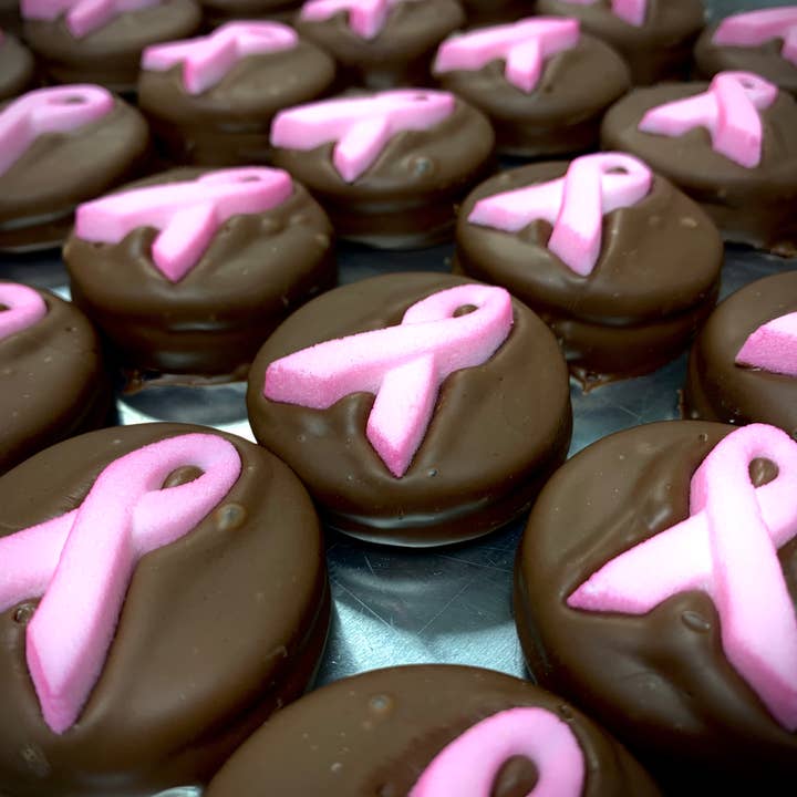 O'Shea's Candies Sweet Shop - Wholesale Chocolate Covered Sweets - O’Oreo “Breast Cancer” Milk Chocolate 2PK w/ Flair Top