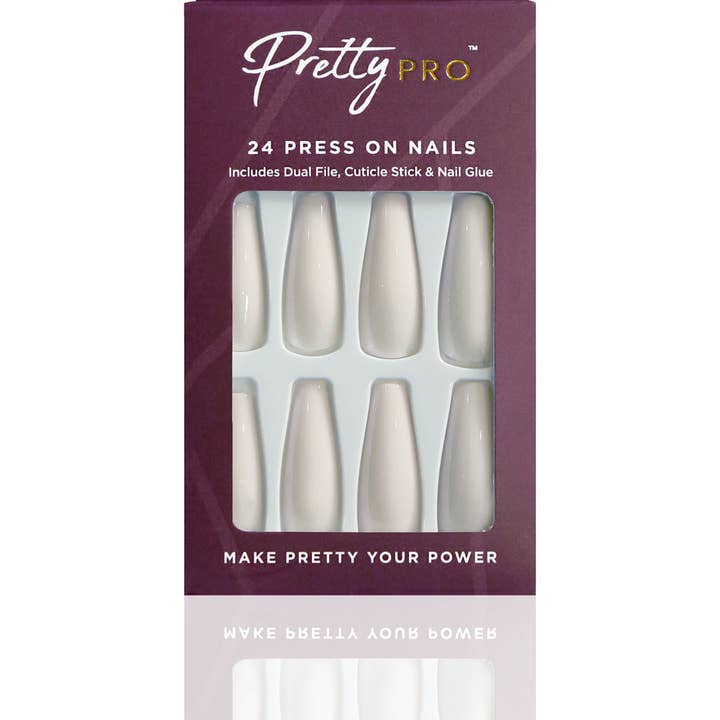 Pretty Pro - Wholesale Press-on/fake nails - Press On False Nails White Out 24pcs