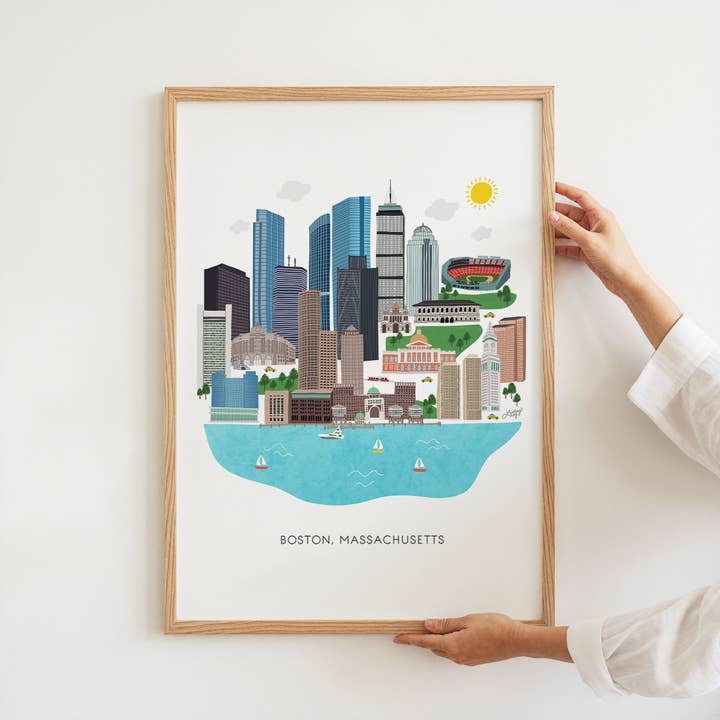 Lindsey Kay Collective - Wholesale Art Print - Boston Skyline Illustration - Art Print1