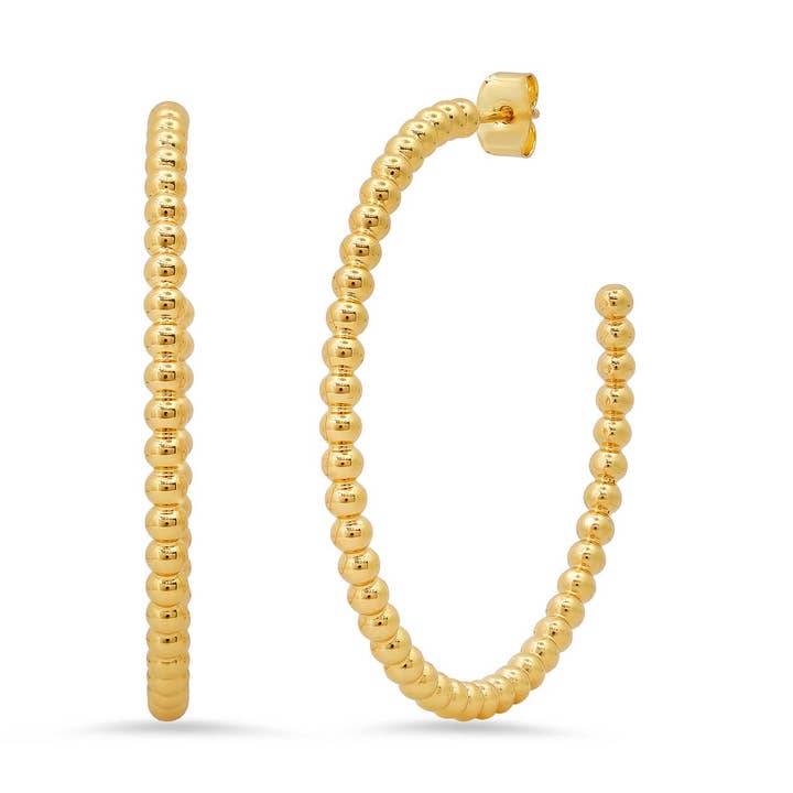 Créoles Boules Dorées - Grandes | 46mm pour la vente par Tai Jewelry