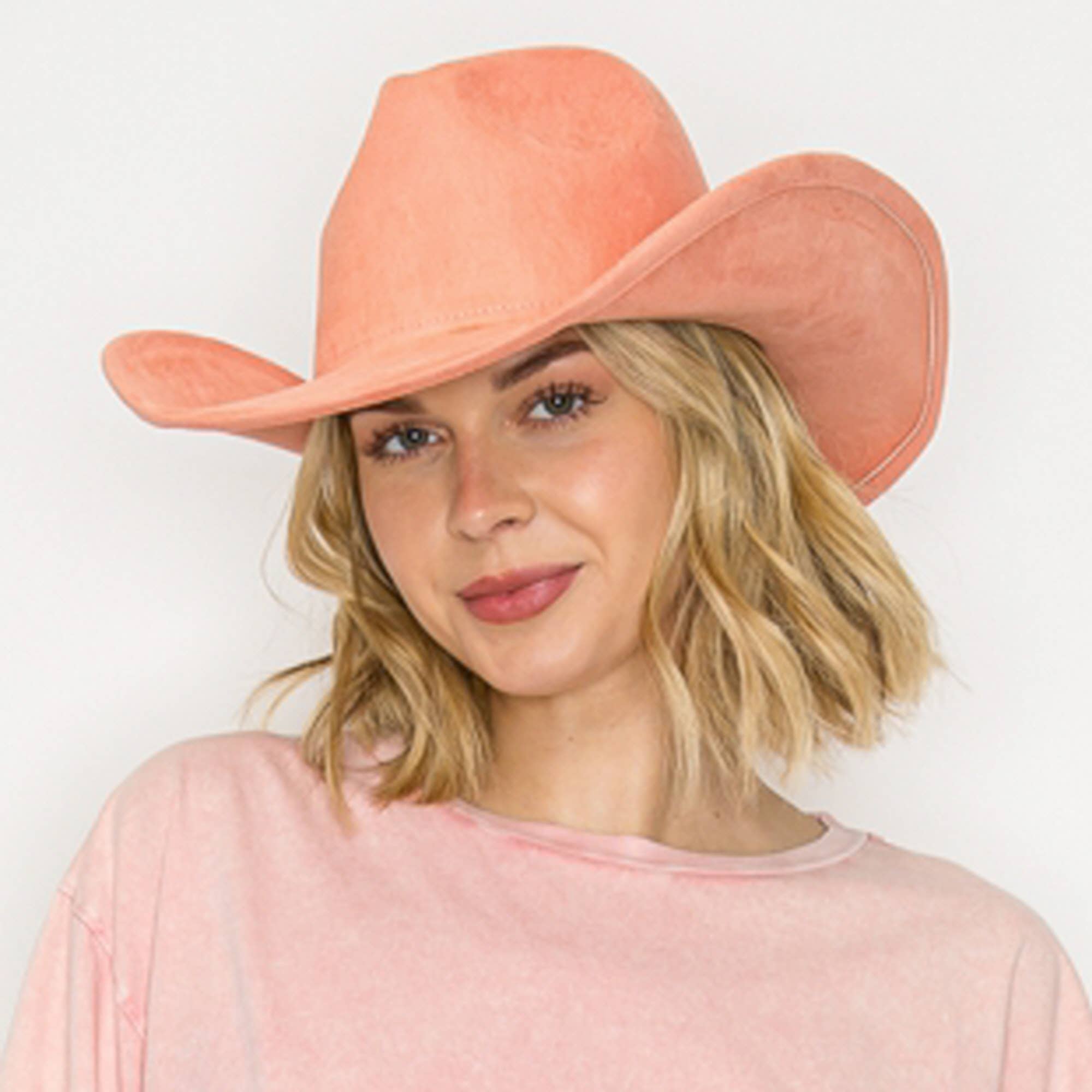 One and Only Accessories – wholesale Cowboy Hat – Women’s – Vegan suede cattleman cowboy hat stiff flat brim Stylish hat15