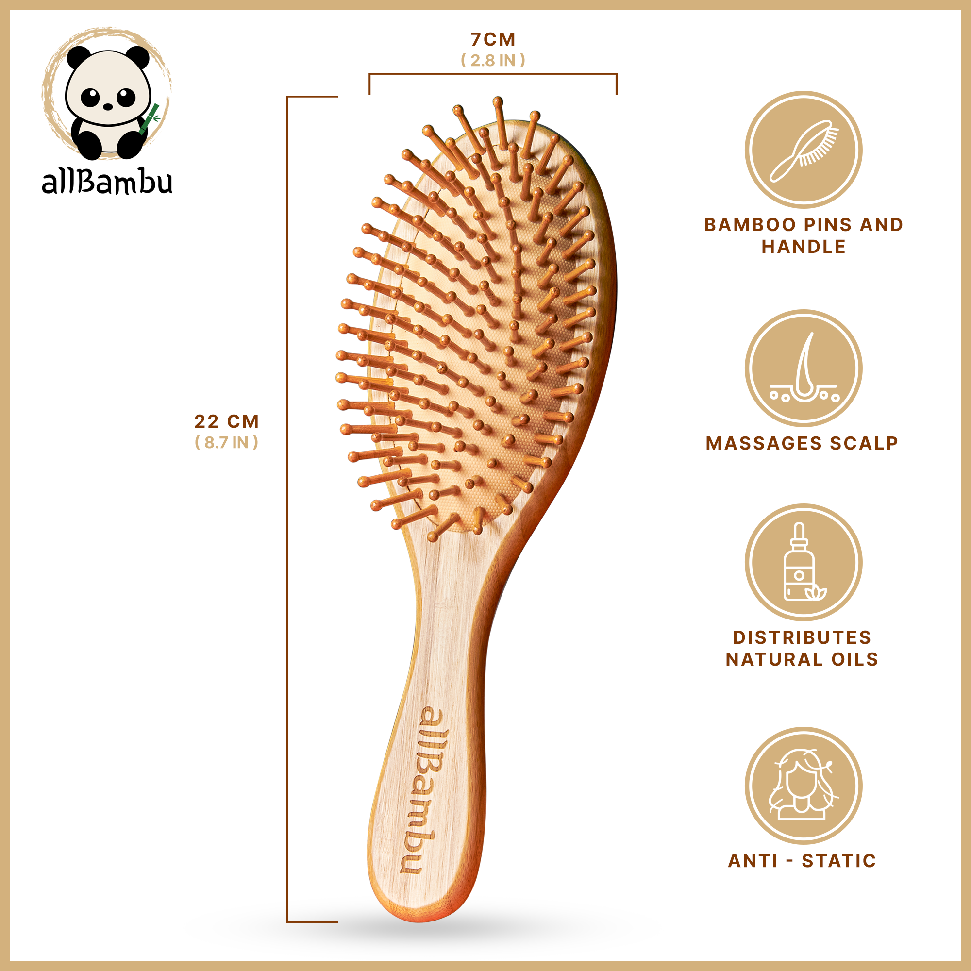 allBambu Inc - Wholesale Hair Brush/Comb - Bamboo Hairbrush - Oval2