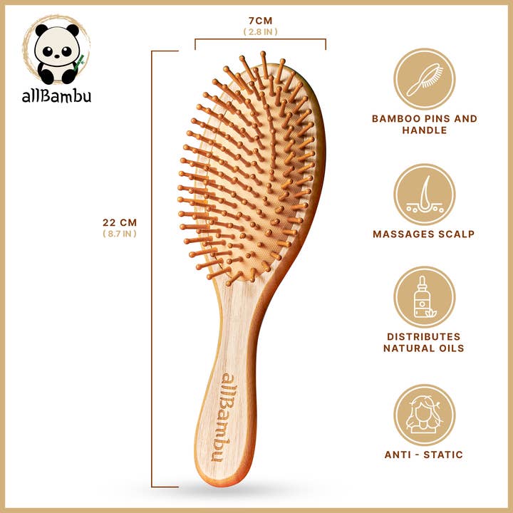 allBambu Inc - Wholesale Hair Brush/Comb - Bamboo Hairbrush - Oval2