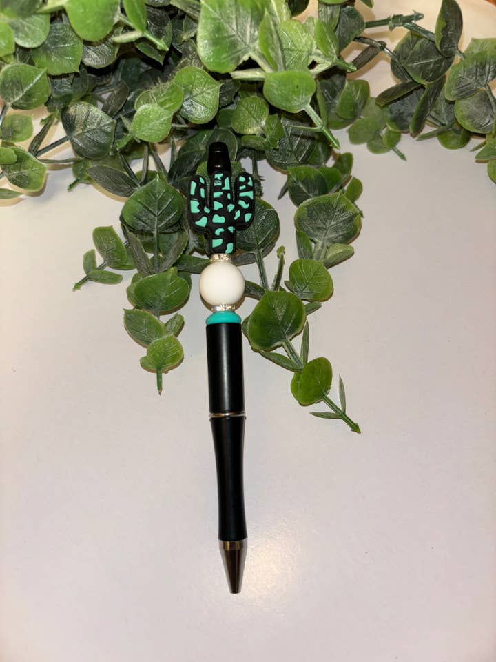 Teal Cactus Pen for wholesale by Rae’s Shop