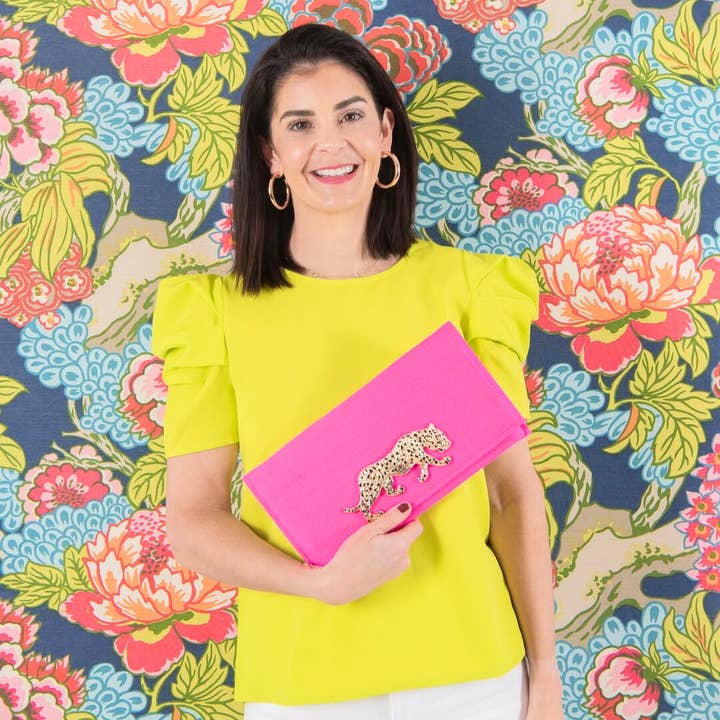 Garland Bags - Wholesale Clutch Bag - Women's - Hot Pink Dupioni Silk Cindy Clutch w/ Magnetic Snap