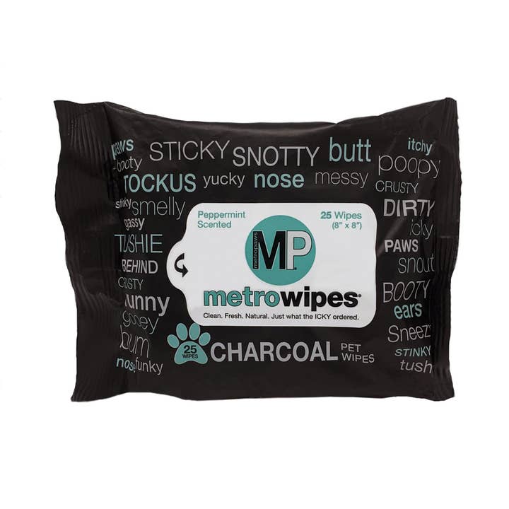 MP Metro Wipes® Charcoal Peppermint 25ct for wholesale by Alamo Pet Experts