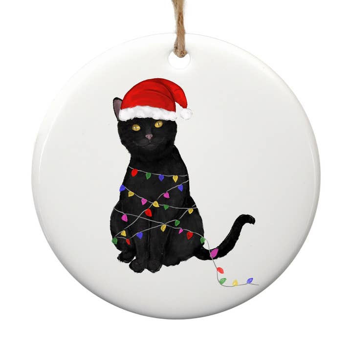 Black Cat Christmas Ornament for wholesale by MerikaArt