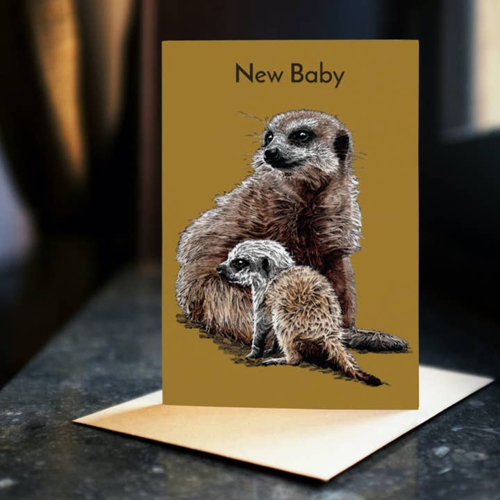 Some Ink Nice - Vente Cartes bébé - Carte pour nouveau-né suricate* carte suricate* cartes animaux4