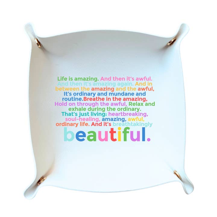 Aspen Lane - Wholesale Jewelry Dish - Trinket Tray Life is Amazing colorful inspirational quote2